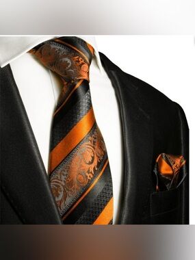 New Paul Malone Red Line Silk Tie and Marching Pocket Square